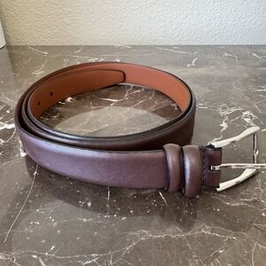 Men's Wearhouse Brown Full Grain Italian Leather Dress Belt Men's Size 50/125
